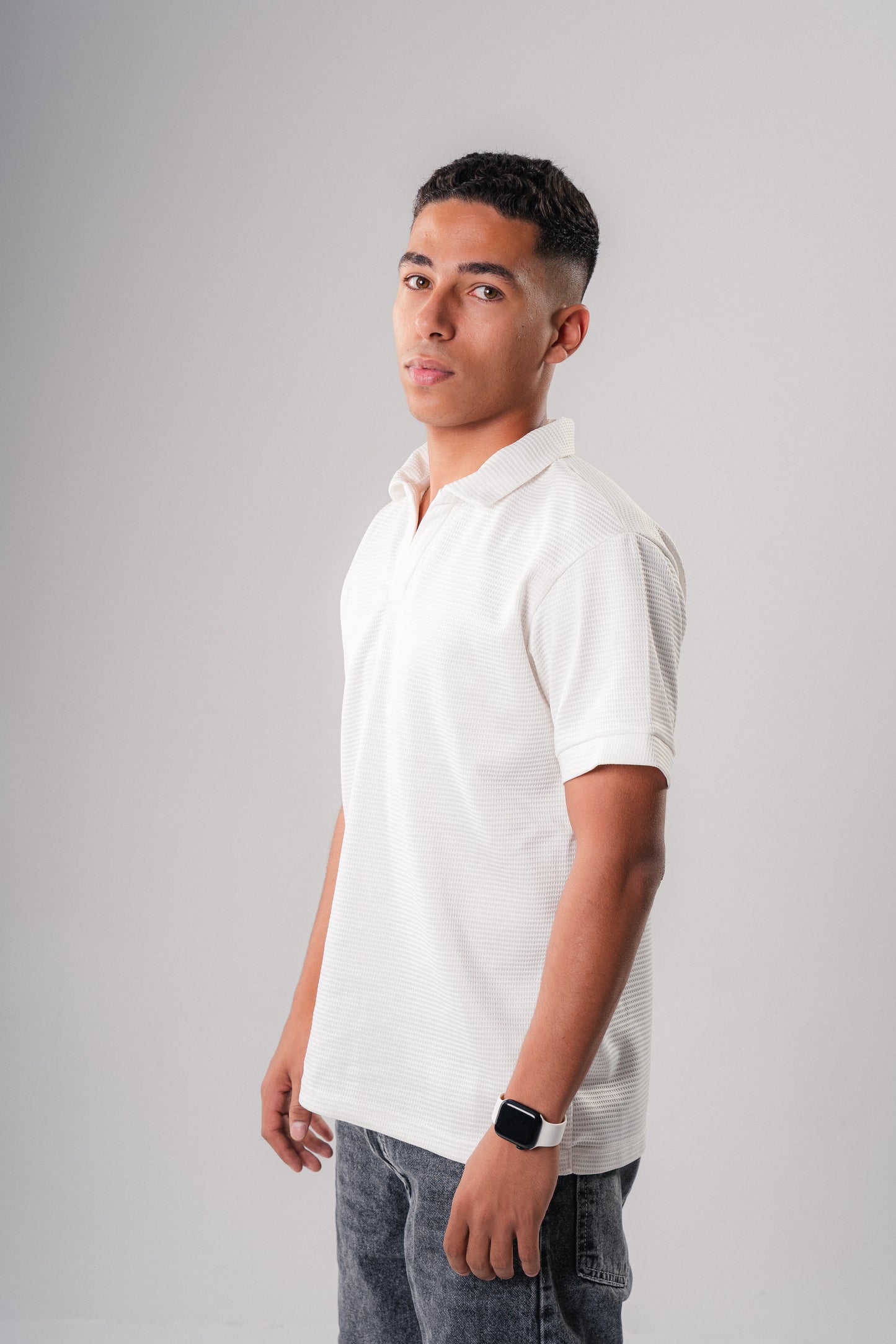 Textured Polo Shirt in White
