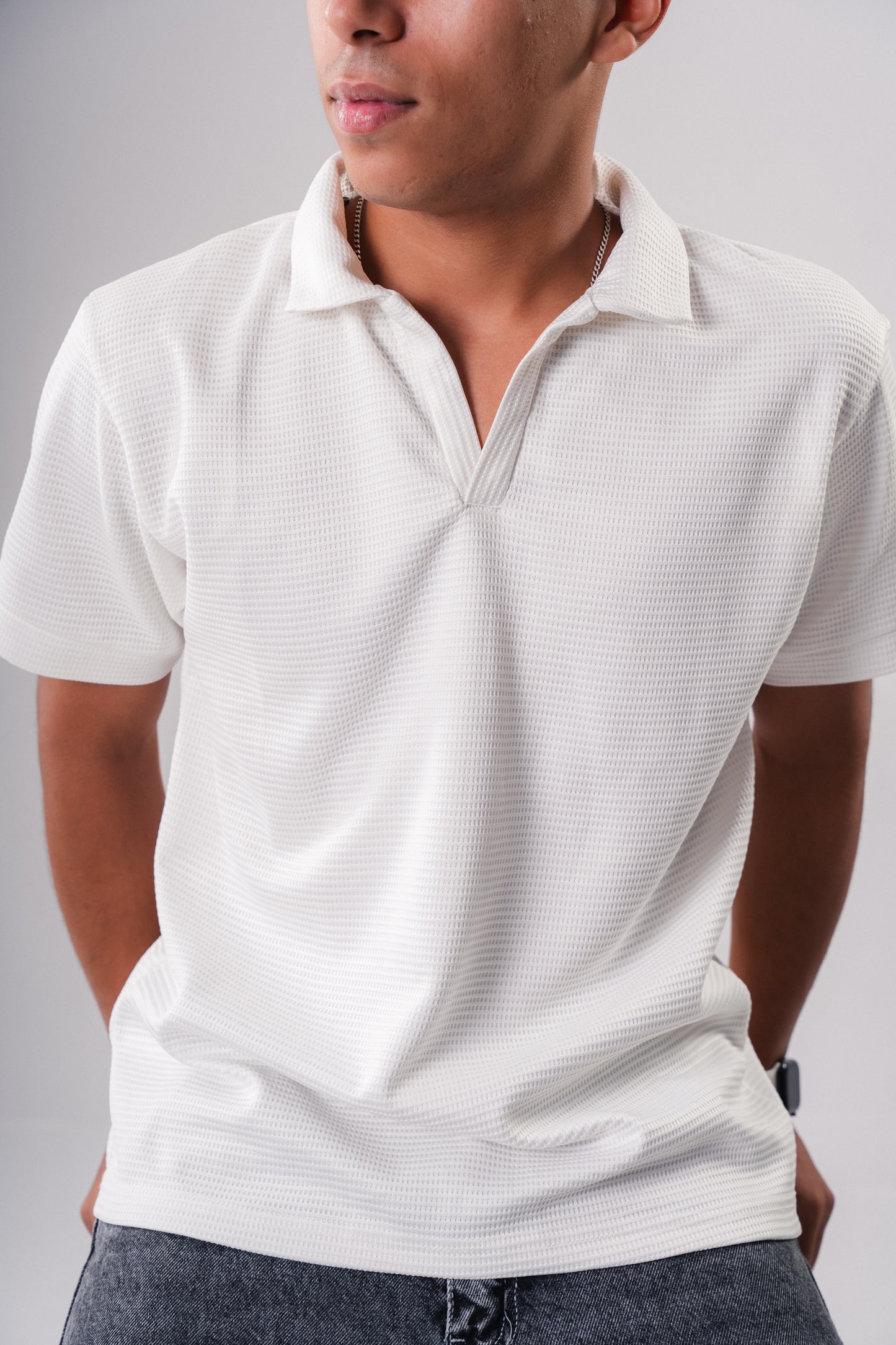 Textured Polo Shirt in White