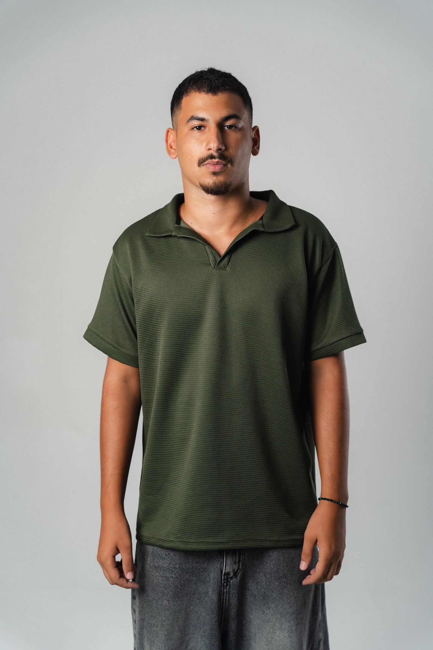 Textured Polo Shirt in Olive