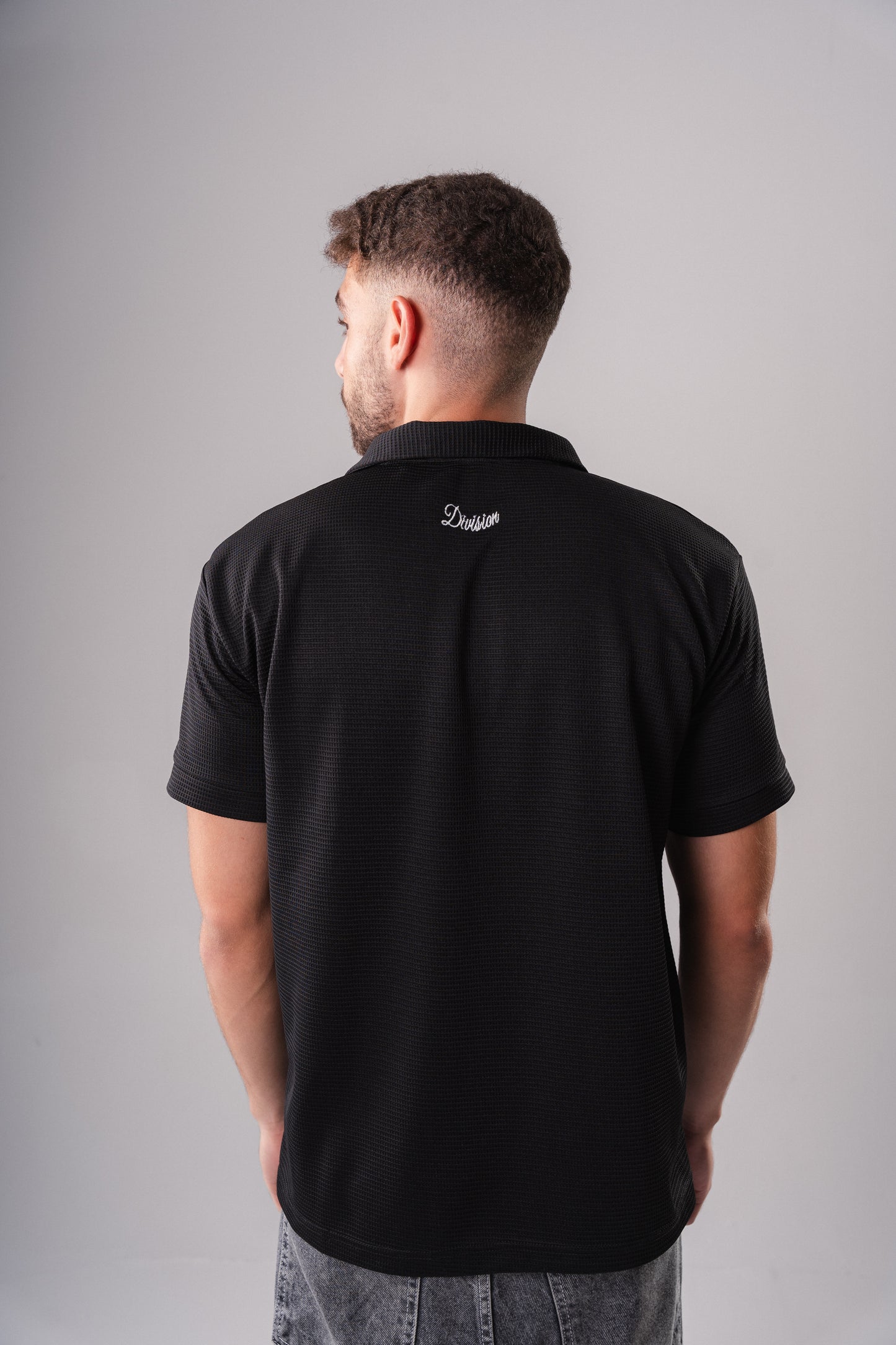 Textured Polo Shirt in Black