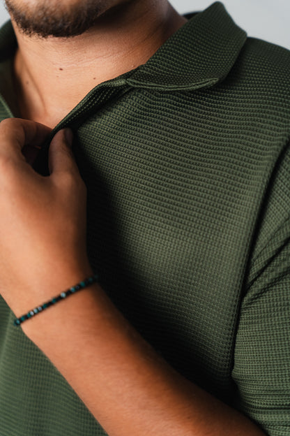 Textured Polo Shirt in Olive