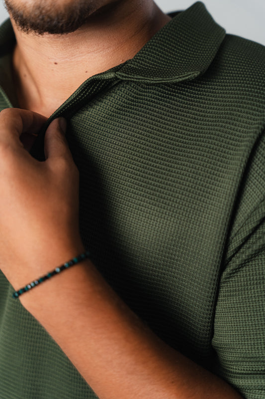 Textured Polo Shirt in Olive
