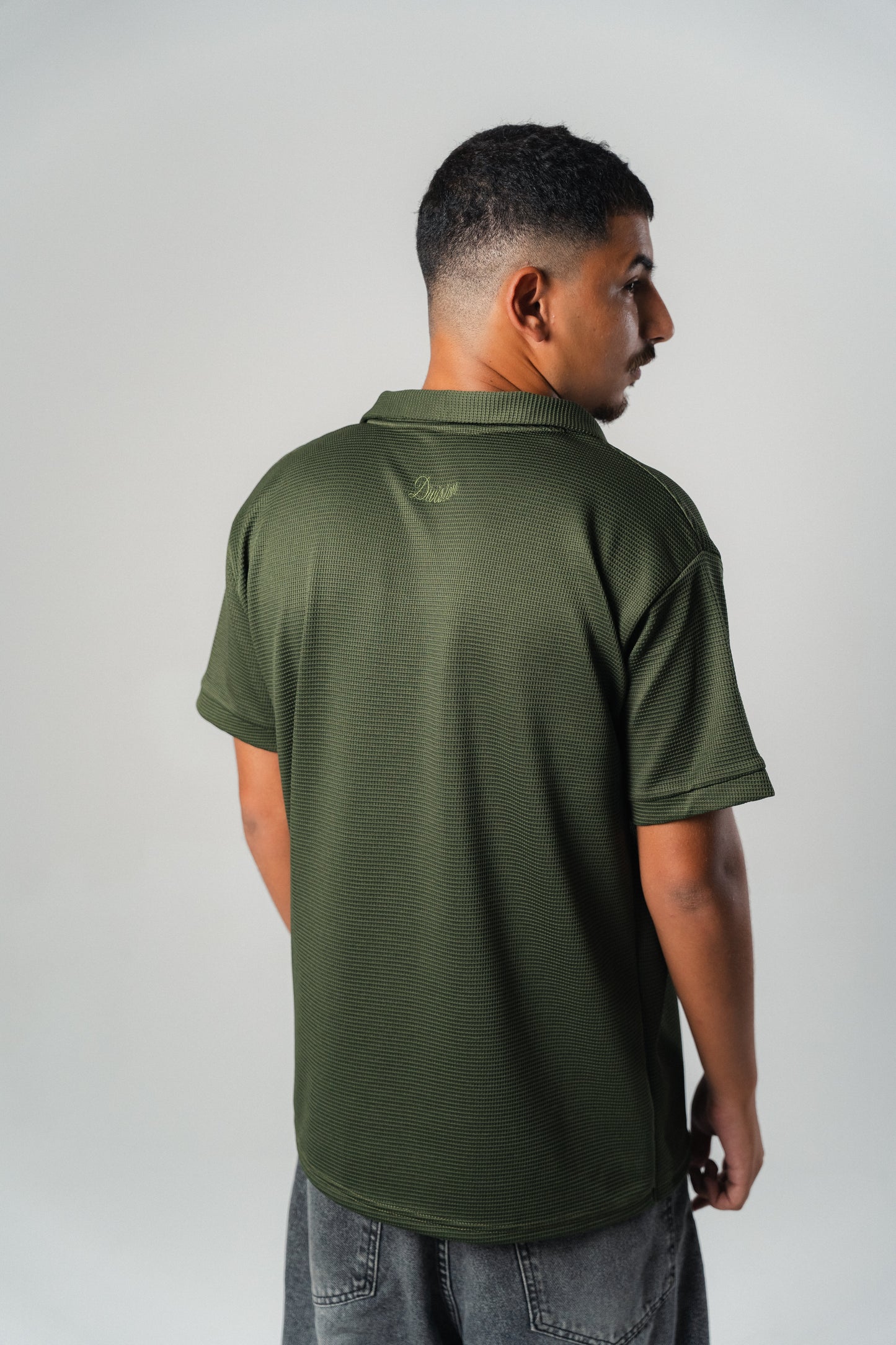 Textured Polo Shirt in Olive