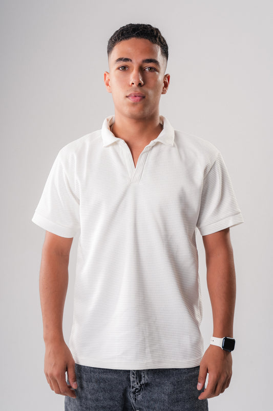 Textured Polo Shirt in White